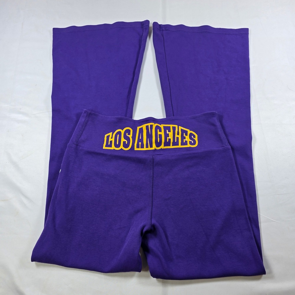 Ultra Game NBA Los Angeles Lakers Purple Flare Leggings Crossover Waist Large